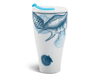 Ly sứ dưỡng sinh sứ Minh Long 0.48 L (K1) + nắp ống hút - Biển xanh