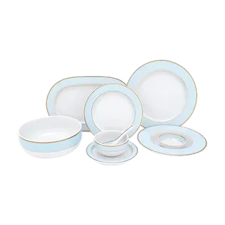 Bộ đồ ăn sứ Minh Long6 người Âu-Á 45 sản phẩm - Gastroline Xanh Ngọc
