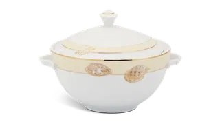 Thố sứ Minh Long 18 cm + nắp - Camellia - Hương Biển kem