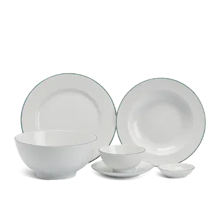 Bộ đồ ăn sứ Minh Long 22 sản phẩm - Jasmine - Chỉ Xanh Lá