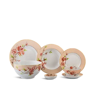 Bộ đồ ăn sứ Minh Long 23 sản phẩm - Camellia - Hoa Đào