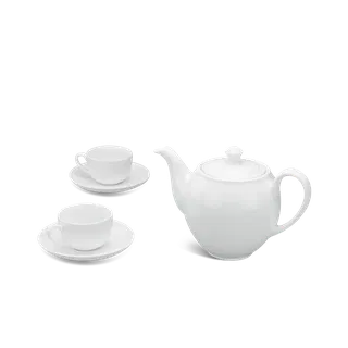 Bộ trà sứ Minh Long 0.8 L - Camellia - Trắng