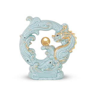 Tượng rồng Khải Đức sứ Minh Long 23.9 cm - Men Ngọc (bóng)