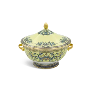 Thố sứ Minh Long 22 cm + nắp - Hoàng Cung - Hoàng Liên
