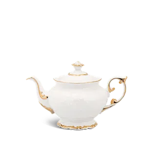 Bình trà sứ Minh Long 1.3 L + nắp - Chỉ vàng