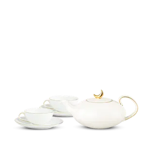 Bộ trà sứ Minh Long elip 0.47 L - Anna - Viền Chỉ Vàng (Minh Nguyệt)