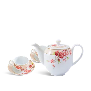 Bộ trà sứ Minh Long 0.8 L - Camellia - Hoa Đào