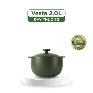 Nồi dưỡng sinh sứ Minh Long Healthycook Vesta (Nồi tròn cao) 2.0 L + nắp (CK) (bếp từ)