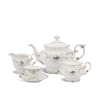 Bộ trà sứ Minh Long 1.3 L - Đài Các - Trang Trí Bạch Kim