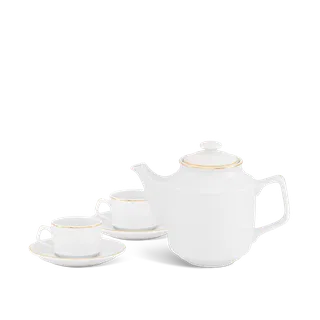 Bộ trà sứ Minh Long 0.7 L - Jasmine - Viền chỉ vàng