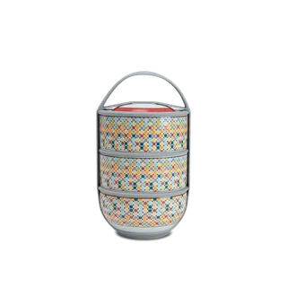 Hộp dưỡng sinh 3 tầng sứ Minh Long 12.5 cm - Mosaic.