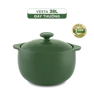 Nồi dưỡng sinh sứ Minh Long Healthycook Vesta (Nồi tròn cao) 38 L + nắp