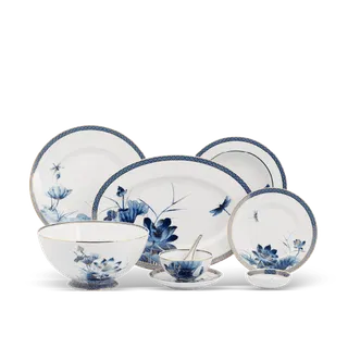 Bộ đồ ăn sứ Minh Long 10 người 48 sản phẩm - Hoàng Cung - Sen Vàng