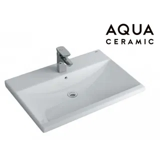 Lavabo chậu rửa mặt INAX AL-2397V bán âm dương vành sứ chống bám bẩn Aquaceramic (AL-2397V)