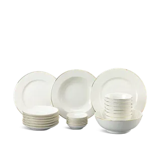 Bộ đồ ăn sứ Minh Long 22 sản phẩm - Jasmine - Chỉ Vàng