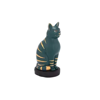 [GT] Mèo Đại Cát - Trang trí vàng (17.4 cm) - Xanh Đen