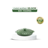 Chảo nướng dưỡng sinh sứ Minh Long Healthycook 20.5 cm + nắp có lỗ