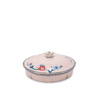 Khay mứt sứ Minh Long 5 ngăn - Hoa Đào Thịnh Vượng (Viền vàng)