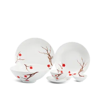 Bộ đồ ăn sứ Minh Long 22 Sản Phẩm - Daisy - Hồng Mai