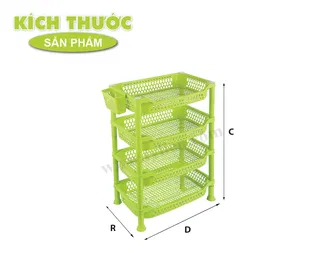Kệ Lớn 4 Tầng Lưới nhựa Tý Liên No.1205-4