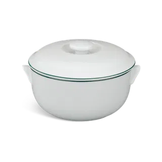 Thố + nắp sứ Minh Long - Jasmine - Chỉ Xanh Lá