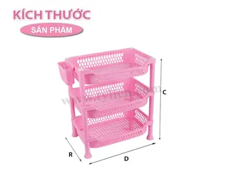 Kệ Trung 3 Tầng Lưới nhựa Tý Liên No.1204-3