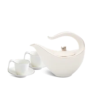 Bộ trà sứ Minh Long 0.45 L - Anh Vũ - Chỉ Bạch Kim