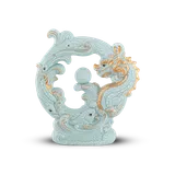 Tượng rồng Khải Đức sứ Minh Long 23.9 cm - Men Ngọc Sương Mờ
