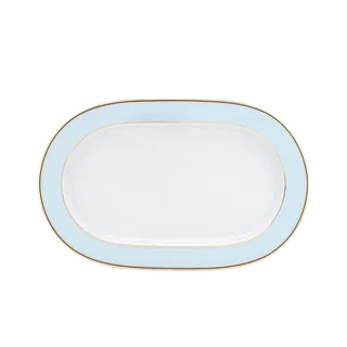 Dĩa oval sứ Minh Long 34 cm - Gastroline Xanh Ngọc