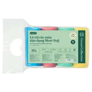 Lô túi rác màu tiện dụng INOCHI Mori-Soji 4 x 25L (size M) Mix XL+XD+Vàng+Đỏ