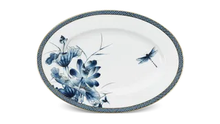 Dĩa oval sứ Minh Long 37 cm - Hoàng Cung - Sen Vàng
