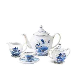 Bộ trà sứ Minh Long 1.3 L - Hoàng Cung - Sen Vàng