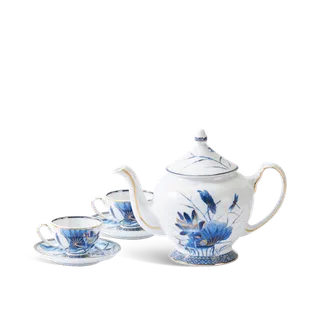 Bộ trà sứ Minh Long 0.8 L - Hoàng Cung - Sen Vàng