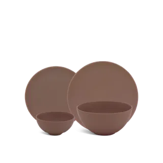 Bộ đồ ăn sứ Minh Long 09 sản phẩm - Timeless - Màu Nâu