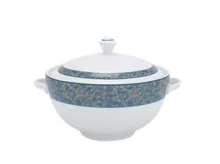 Thố sứ Minh Long 18 cm + nắp - Camellia - Diệp Lục