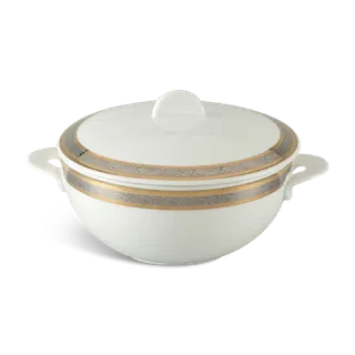 Thố cao sứ Minh Long 19 cm + nắp - Sago - Hoa Hồng