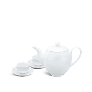 Bộ trà sứ Minh Long 0.5 L - Camellia - Trắng