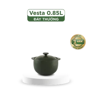 Nồi dưỡng sinh sứ Minh Long Healthycook Vesta (Nồi tròn cao) 0.85 L + nắp