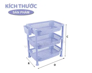 Kệ Lớn 3 Tầng Lưới nhựa Tý Liên No.1205-3