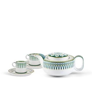 Bộ trà sứ Minh Long 0.38 L - Gastroline - Đồng Tâm Xanh Lá