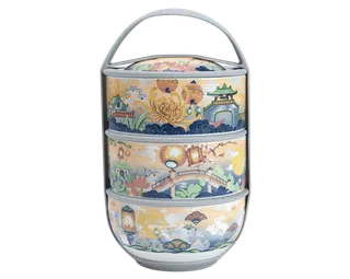 Hộp dưỡng sinh 3 tầng sứ Minh Long 12.5 cm - Thưởng Trăng.