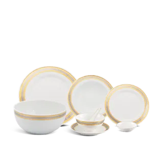 Bộ đồ ăn sứ Minh Long 6 người 32 sản phẩm - Sago - Hoa Hồng
