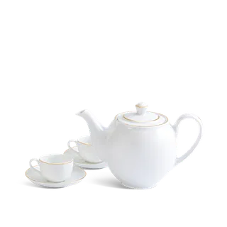 Bộ trà sứ Minh Long 0.5 L - Camellia - Chỉ Vàng