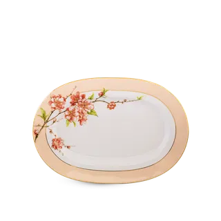 Dĩa oval sứ Minh Long 32 cm - Camellia - Hoa Đào