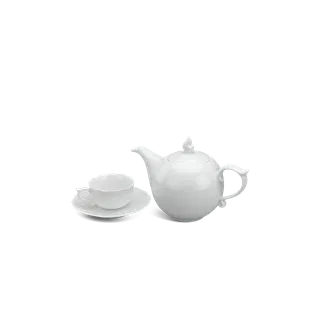 Bộ trà sứ Minh Long 0.7 L - Mẫu Đơn - Trắng