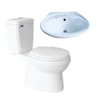Bồn cầu 2 khối Thiên Thanh Waves 2 nhấn nắp êm + Lavabo LT04