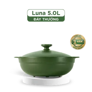 Nồi dưỡng sinh sứ Minh Long Healthycook Luna (Nồi cạn) 5.0 L + nắp