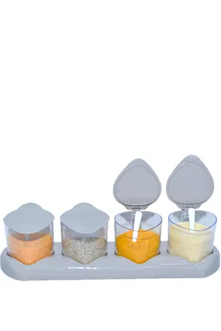 Hũ đựng gia vị khay 4 nhựa Châu Hưng 004