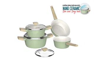 Bộ nồi phủ sứ Nano đáy từ Sunhouse Healthy SHG7979MT2