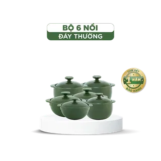 Combo 6 nồi dưỡng sinh sứ Minh Long Healthycook (0.35/0.4/2 0.55/ 2 0.85)